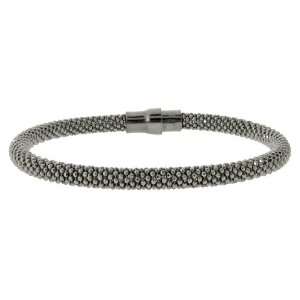   Ladies Sterling Silver Black Tone Bracelet with Magnetic Lock Jewelry