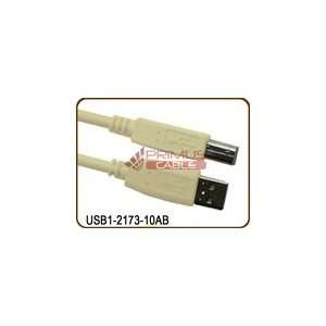  USB 2.0 A Male/B Male Cable, Ivory   10 Feet Electronics