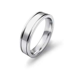   Mens Flat Newport Wedding Band 5mm Platinum Ring Ring (7.5) Jewelry