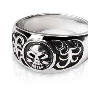   Black and Silver Celtic Skull Band Ring Mens Size 9   14 R123 Jewelry
