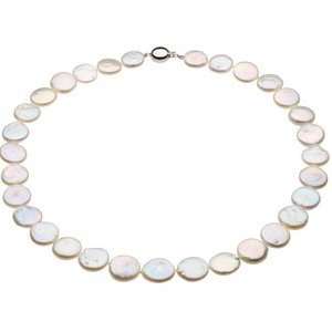   White Cultured Coin Pearl Bracelet and Ring Set (13 14mm 7.75 Inches