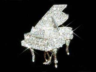   Austrian Crystal Music musical instrument GRAND PIANO Pin Brooch NEW