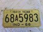INDIANA 66 LICENSE PLATE 150TH YEAR