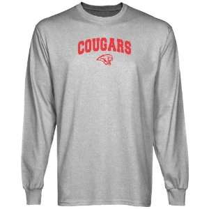   Houston Cougars Ash Logo Arch Long Sleeve T shirt