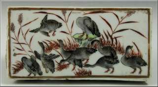 Interesting 18thC Chinese Enamel Painted Porcelain Tile  