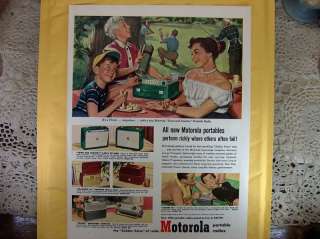 Vtg 1952~Ad~ Motorola Portable Radios Tube Type Thermos  