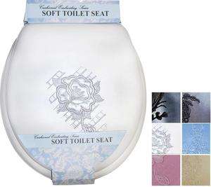 EMBROIDERED SOFT PADDED CUSHION TOILET SEAT  