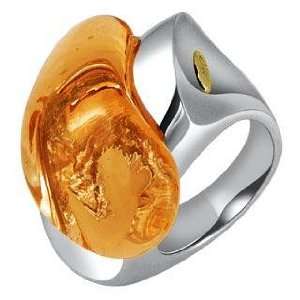   Vanita   Amber Murano Glass Drop Ring USA 6.5  UK M  IT 12 Jewelry