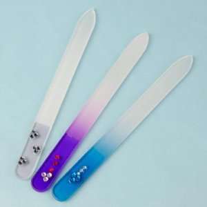  3 Color Crystal Glass Nail Files with Rhinestone 5.5inch 