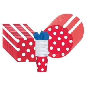  Red Polka Dot Supplies Pack Including Plates, Cups, and Napkins 