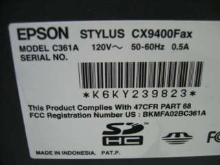 Epson C361A Stylus CX9400 FAX Copier Printer Fax  
