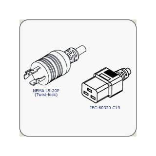 NEMA L5 20P (Locking) to IEC C19 Cable    20 Amps, 125 Volts; 3 wires 