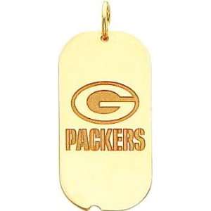  14K Gold NFL Green Bay Packers G Logo Dog Tag Charm 