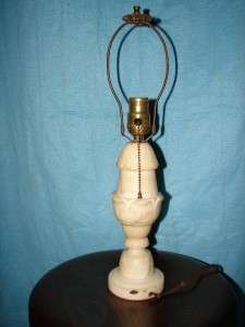   /Antique Nice Carved Marble/Alabaster Pull Chain Table Lamp  