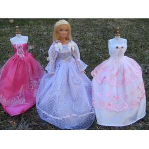  3 Barbie Princess Dresses Fit 11.5 Barbie Dolls( No Doll 