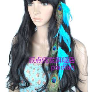 Blue Feather Synthetic Hair Extensions Decoration Used As Headband 