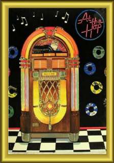 MAGNET Vintage Juke Box Art Fifties Records At The Hop  