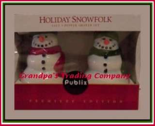 Publix HOLIDAY SNOWFOLK Salt & Pepper Shakers 2004 Snowman & Snow 