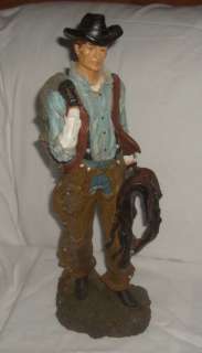 Large 19 Resin Cowboy Statue Horse Rider  