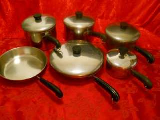 REVERE WARE 1801 Copper Clad Cookware 11 Pc Set  2 Skillets   Vintage 