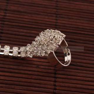   Charming Star shaped Rhinestone Silver plated Link Chain Bracelet Ring