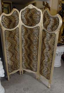 French Gilt Leopard Print Screen Room Divider  