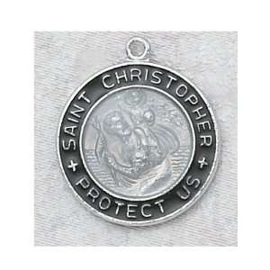 Sterling Silver Catholic Saint Christopher Patron Saint Medal Enameled 