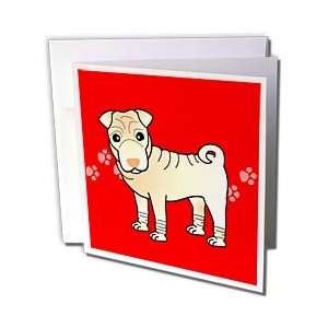 com Janna Salak Designs Dogs   Cute Chinese Shar Pei Cream   Red Paw 