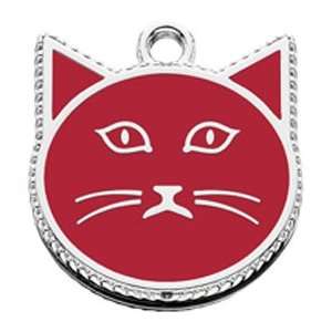  ID Tag Small Cat Face Red
