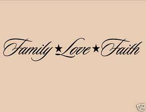 FAMILY LOVE FAITH Vinyl Wall Decals Quotes Sayings Home  