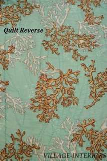   HOUSE AQUA UNDER THE SEA REEF & SEASHELL OVERSIZE F/QUEEN COTTON QUILT