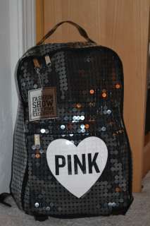 NW Victoria Secret Pink Bling Black Sequins Backpack Fashion Show Bag 