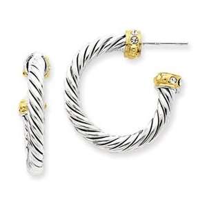   Silver Vermeil Crystal Hoop Post Earrings   JewelryWeb Jewelry