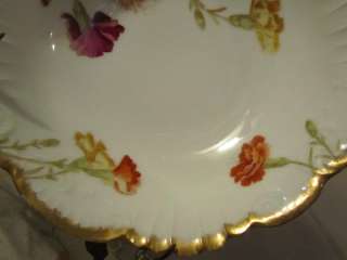 Beautiful Antique Limoges France Serving Bowl Handpainted Flowers Gold 