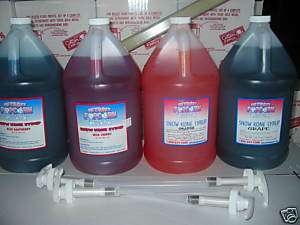 Snow Cone Syrup (4) Gallons Mix & Match With (4) Pumps  