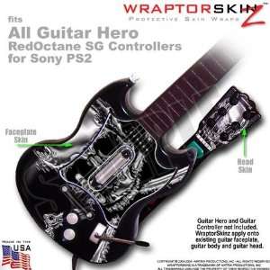 Chrome Skull on Black Skin by WraptorSkinz TM fits All Sony PS2 Guitar 