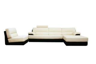 Juliana Cream Leather Modern Sectional Sofa and Chair Set   SF9641B 