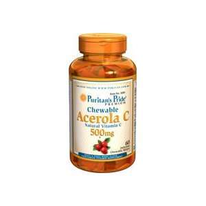  Puritans Pride Chewable Acerola C 500 mg, 60 Chewable 