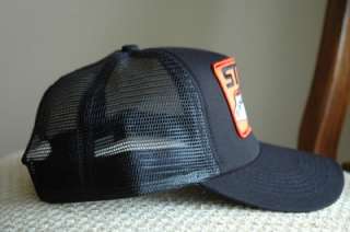 STIHL Trucker Style Black Hat with Mesh Back and Chain Saw Patch Logo 