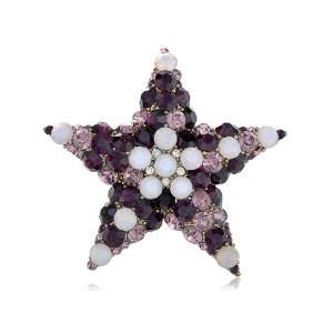   Amethyst White Opal Crystal Rhinestone Holy Star Fashion Pin Brooch