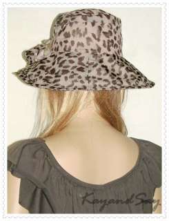 C116 Women Pink Leopard Flower Wide Brim Sun Hat Cap  
