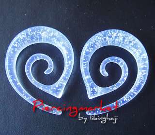 2g 6mm Clear Earrings Ear Plugs Ring 2 GAUGE Spiral body piercing GIFT 