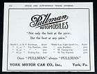 1909 OLD MAGAZINE PRINT AD, YORK MOTOR CAR CO, PULLMAN 