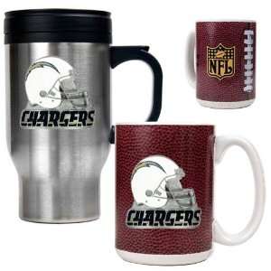San Diego Chargers NFL Travel Mug & Gameball Ceramic Mug Set   Helmet 