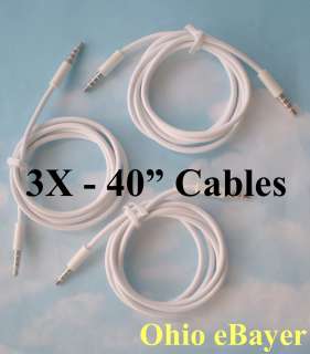 40 White Cord 3.5mm Plug to 3.5mm Audio Cable with Male ends  