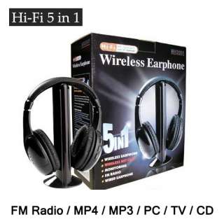   Wireless Headphone Earphone Black For /MP4 PC TV CD FM Radio  