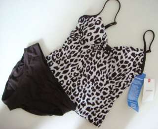  New Brown Leopard Print Tankini Two Piece Swimsuit Womens 8 M  