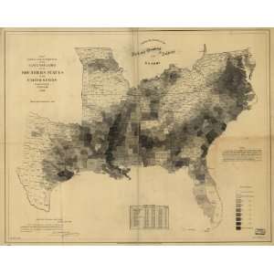  1861 Civil War map of Slavery, Southern States