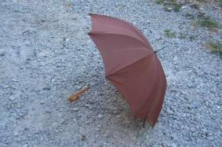 Vintage Brown Umbrella w/Bakelite Lucite Handle  