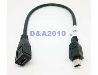 USB 2.0 Mini B 5 Pin male to Micro female Adapter cable  